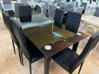 Mesa de Comedor 6 Sillas - Negra