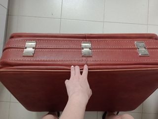 Maleta grande vintage marrón cuero nueva