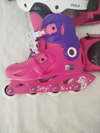 Patines Oxelo niña + casco y protecciones