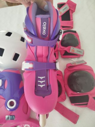 Patines Oxelo niña + casco y protecciones