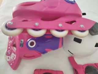 Patines Oxelo niña + casco y protecciones