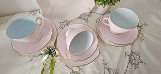 Trio da tea in rosa e azzurro di Colclough