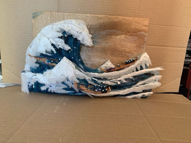 Arte reciclado - La gran ola de Kanagawa