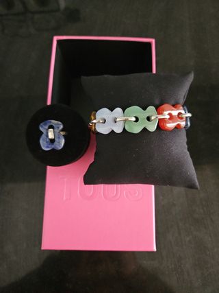 Pulsera Tous osos multicolor + anillo