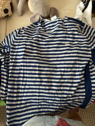 Jersey Lacoste rayas azul-blanco