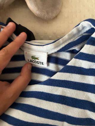 Jersey Lacoste rayas azul-blanco