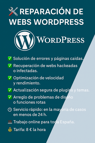 Reparación y diseño urgente de paginas WordPress