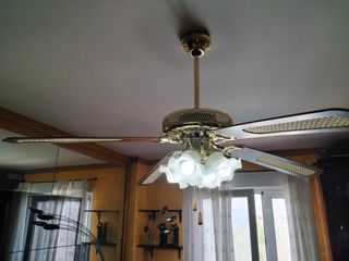 Ventilador techo madera dorado