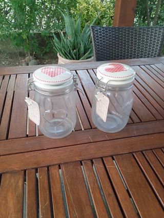 Vasetti vetro cuore ceramica - 2pz nuovi