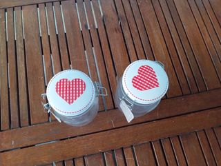 Vasetti vetro cuore ceramica - 2pz nuovi
