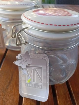 Vasetti vetro cuore ceramica - 2pz nuovi