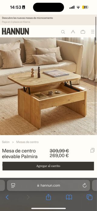 Mesa elevable Palmira - HANNUN