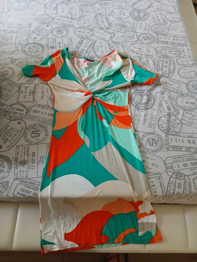 Vestito estivo arancio-verde acqua