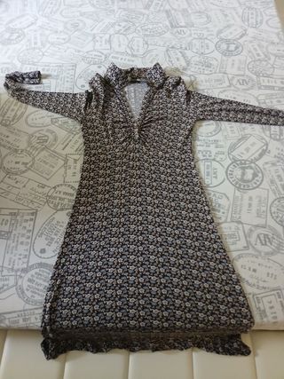 Vestito floreale marrone e bianco