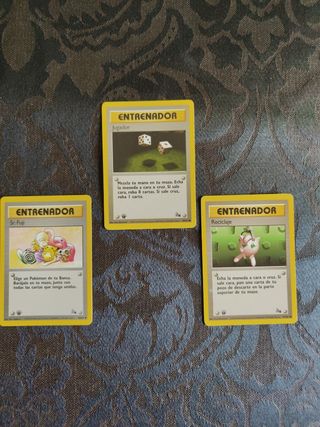 3 cartas Entrenador Pokémon 1ª Edición