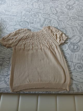 Maglia beige a maniche corte