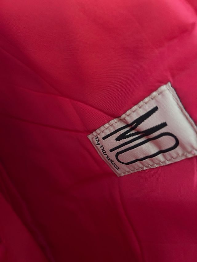 Bolso verde y fucsia acolchado