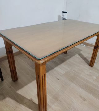 Mesa madera cristal 