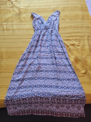 Vestito lungo estivo bianco e blu