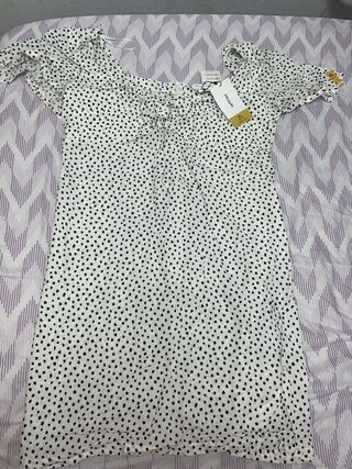 Vestido lunares blanco y negro - XL