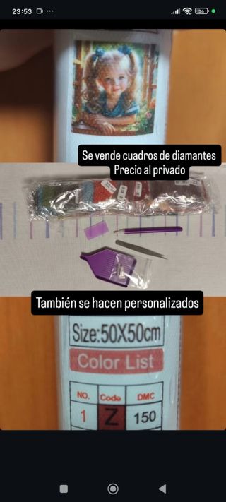 Cuadro Diamantes 50x50cm personalizado