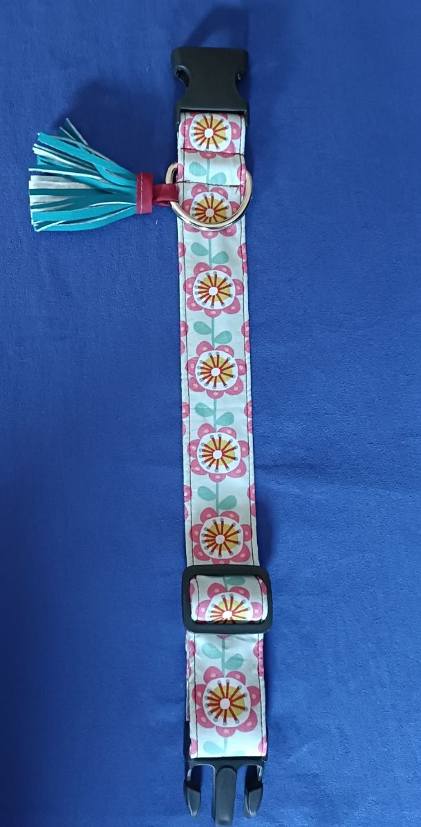 Collar perro flores multicolor