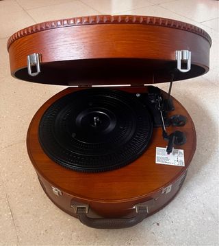 Tocadiscos portátil vintage madera