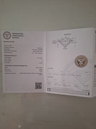 Diamante Natural1.01 ct IGI K I2