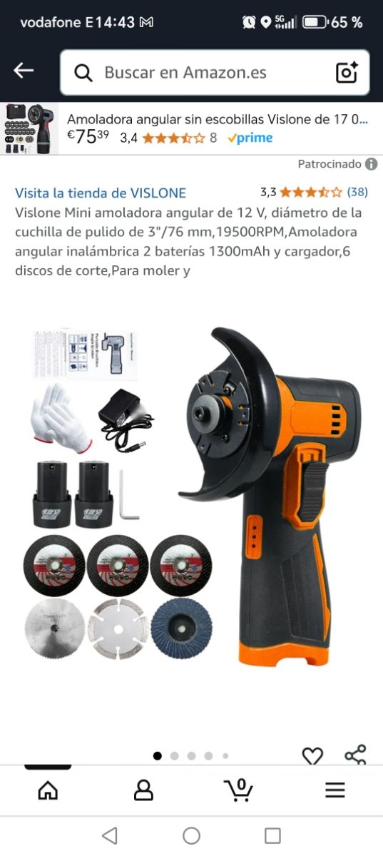 Amoladora angular Vislone Mini 12V.