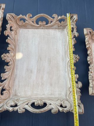 Bandejas madera tallada - 3 uds