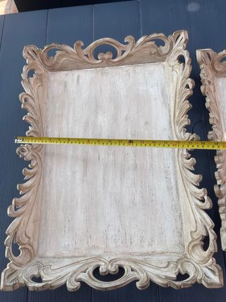 Bandejas madera tallada - 3 uds