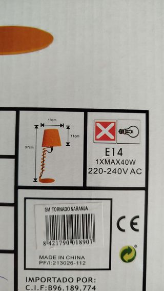Lámpara mesa espiral naranja