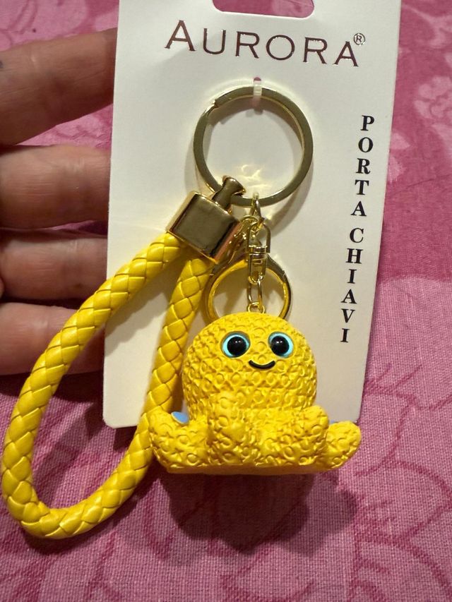 Portachiavi polpo giallo Aurora unisex ciondolo