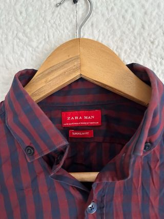 Camisa Zara Hombre rayas rojas negras