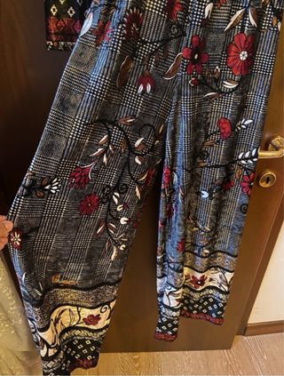 Tuta lunga floreale - Grigio Rosso