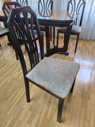 6 Sillas Comedor - Madera lacada en negro URGENTE 