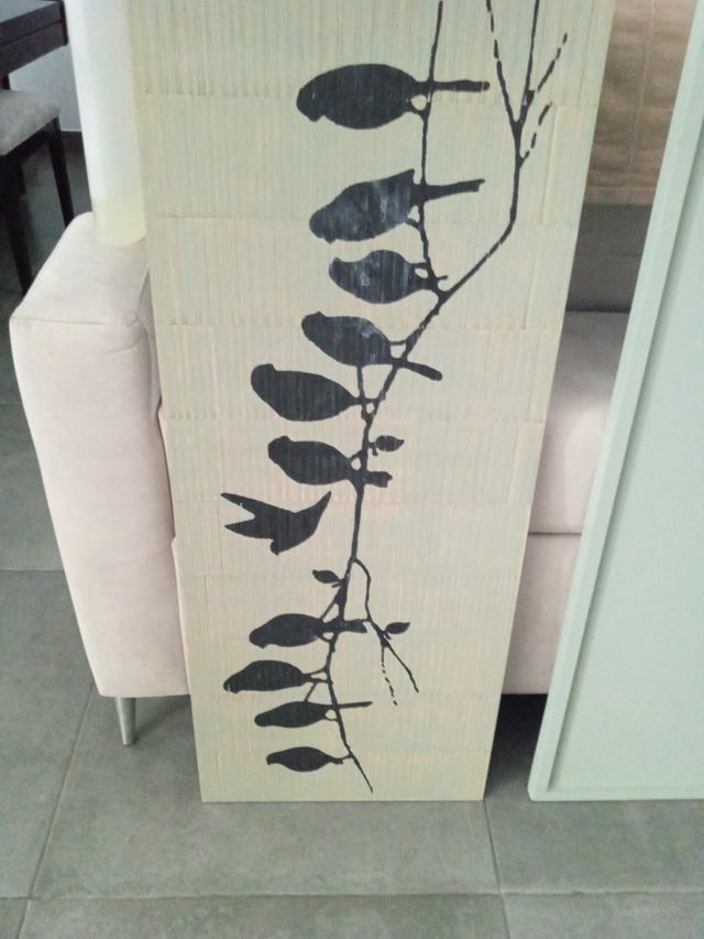 Cabecero madera pájaros - gris/negro