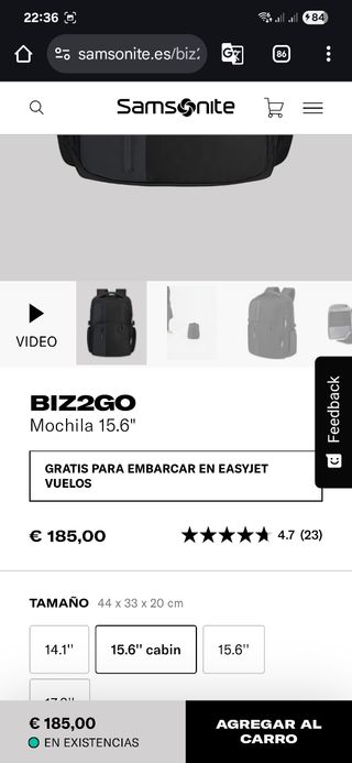Mochila Samsonite negra