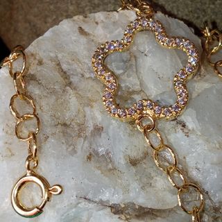 Bracciale Vintage ARGENTO placcato Oro con Zirconi