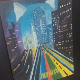 Quadro città notturna - acrilico