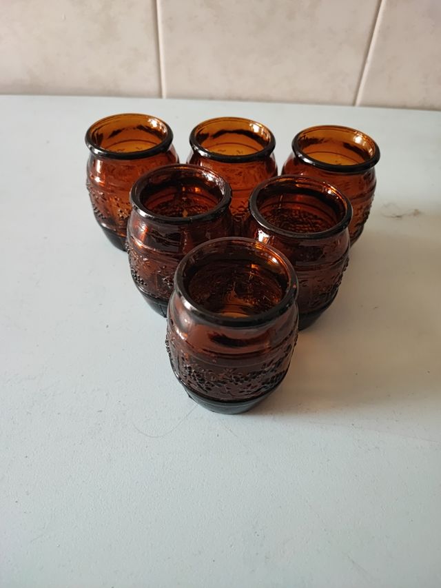 Vasos barriletes ámbar (6 unidades)
