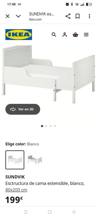 Cama infantil blanca sin barrera
