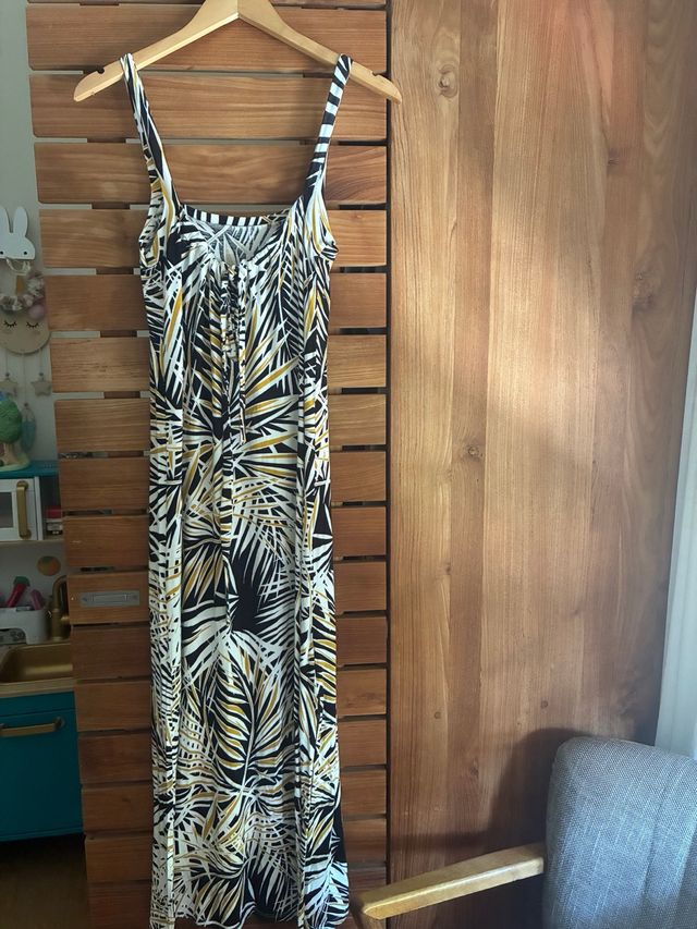 Vestido largo suave estampado palmeras