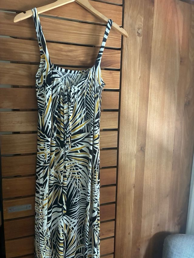 Vestido largo suave estampado palmeras