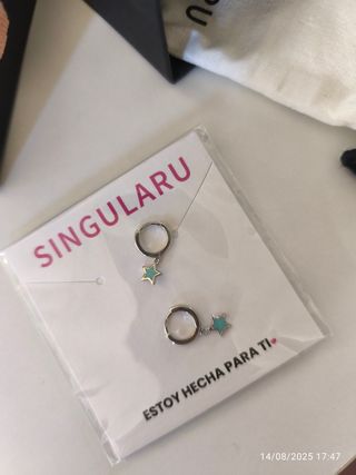 Pendientes Singularu de aro con estrella