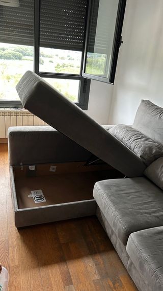 Divano chaise longue grigio - microfibra