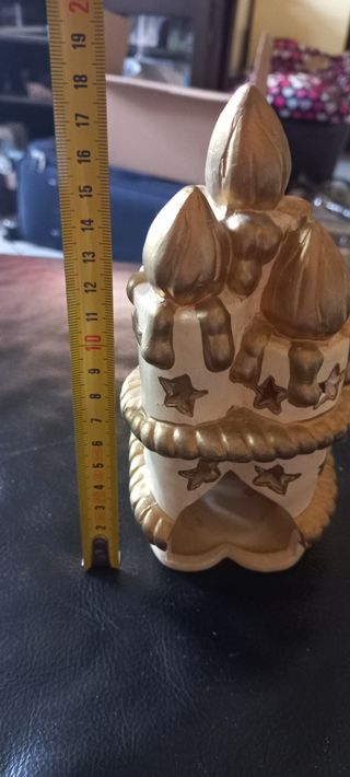 Portacandele Natale Ceramica Oro Bianco