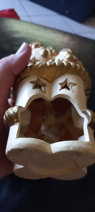 Portacandele Natale Ceramica Oro Bianco