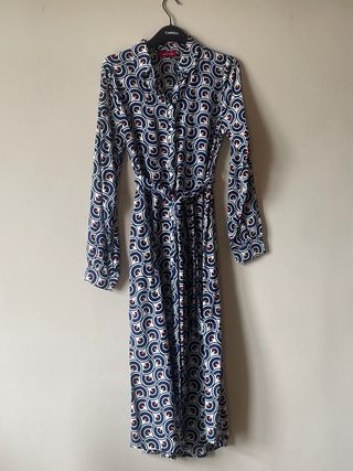 Vestido midi estampado - Azul y blanco