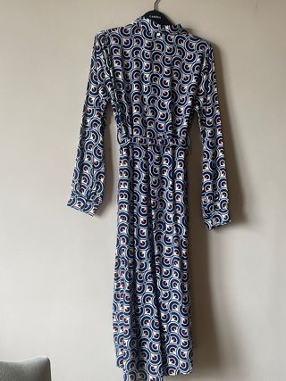 Vestido midi estampado - Azul y blanco